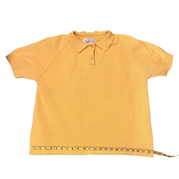 VINTAGE Hunt Club Yellow Knit Boxy Pull Over Sweater with Collar - Picture 11 of 12